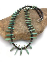 Southwestern Green Turquoise Bone Bead Necklace | Sterling Silver | 20" | 3013
