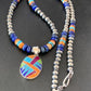 Navajo Multi-Color Spiny Turquoise Inlay Pendant | Sterling Silver | Authentic Native American Handmade | 10658