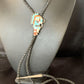 Men's Bolo Tie | Zuni Kachina | Blue Kingman Turquoise & Coral | Sterling Silver | 13672