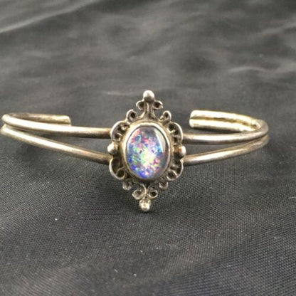 Navajo Pink Opal Cuff Bracelet | Sterling Silver | Authentic Native American Handmade | 10268