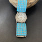 Men's Zuni Sterling Silver Watch with Blue Turquoise Inlay Tips | Authentic Native American Jewelry | 2119