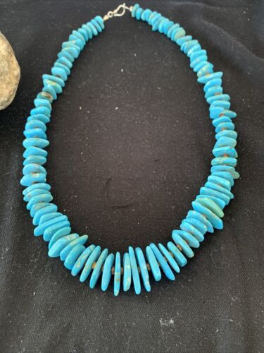 Authentic Native American Navajo Pearl Sterling Silver Shell Turquoise Nugget Necklace | 24" | 00817