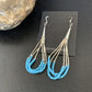 Handmade Liquid Silver Heishi Dangle Earrings | Blue Turquoise | Sterling Silver | 2" | 13049