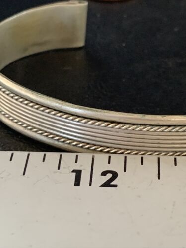 Navajo Sterling Silver Stamped Cuff Bracelet | Authentic Native American Handmade | 13675 - Masha USA