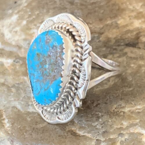 Navajo Blue Kingman Turquoise Ring | Sterling Silver | Sz 7 | Authentic Native American Handmade | 12957