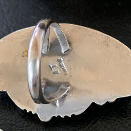 Navajo Blue Kingman Turquoise Ring | Sterling Silver Feather | Sz 9.5 | Authentic Native American Handmade | 10853