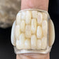 Native American White Mother of Pearl Inlay Ring | Navajo Sterling Silver | Sz 7 | 12863