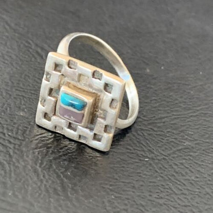 Navajo Blue Turquoise Sugilite Inlay Ring | Sz 6.5 | Sterling Silver | Authentic Native American Handmade | 11282