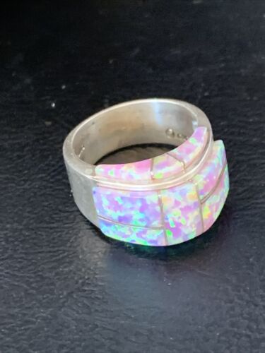 Navajo Pink Opal Inlay Band Ring | Sz 6.5 | Authentic Native American Handmade | 14161
