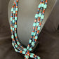 Native American Santo Domingo Turquoise Coral Bead Necklace | 3-Strand | 28" | 11988