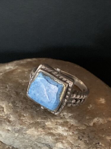 Navajo Blue Denim Lapis Ring | Sterling Silver | Sz 6.5 | Authentic Native American Handmade | 01994