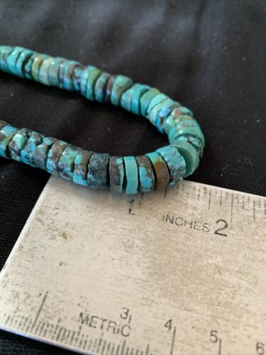 Native American Blue Green Turquoise Heishi Necklace | 9mm | Sterling Silver | 20" | 876 - Masha USA