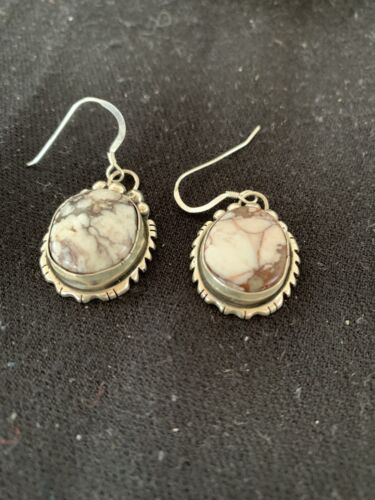 Navajo Wild Horse Turquoise Dangle Earrings | Sterling Silver | 1" | Authentic Native American Handmade | 00149