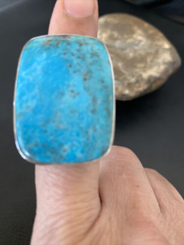 Southwestern Navajo Blue Kingman Turquoise Ring | Sterling Silver | Sz 8 | 11567
