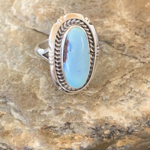 Navajo Blue Dry Creek Turquoise Ring | Sterling Silver | Sz 7.5 | Authentic Native American Handmade | 11642