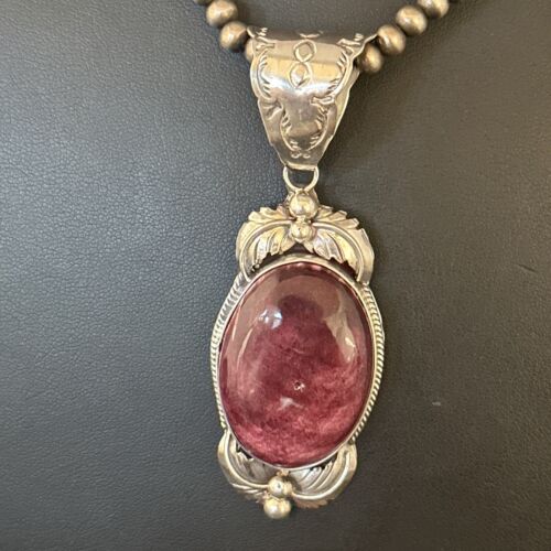 Navajo Purple Spiny Oyster Pendant Necklace | Sterling Silver | Authentic Native American Handmade | 14664