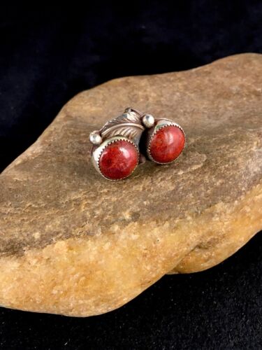 Native American Navajo Apple Coral Sponge Multi-Stone Ring | Sterling Silver | Sz 6 | 8766