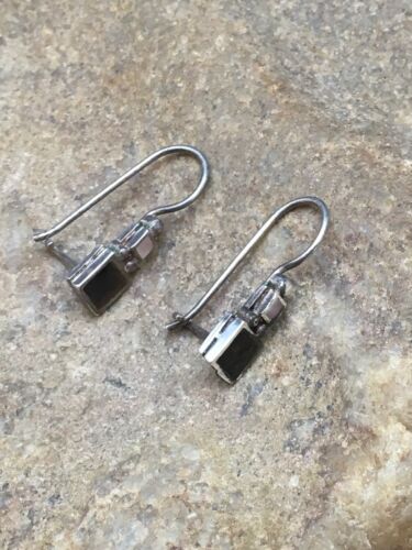 Native American Navajo Black Onyx Dangle Earrings | Sterling Silver | Authentic Handmade | 8983