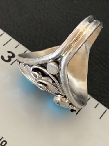 Navajo Blue Kingman Turquoise Feather Ring | Authentic Native American Sterling Silver | Multi-Stone | Sz 11.5 | 12223