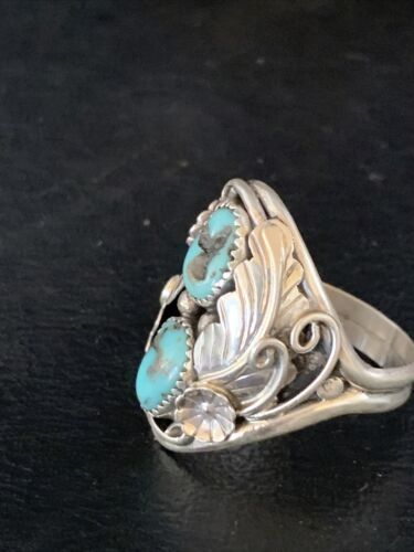 Navajo Kingman Turquoise Multi-Stone Ring | Authentic Native American Sterling Silver | Sz 10 | 14173