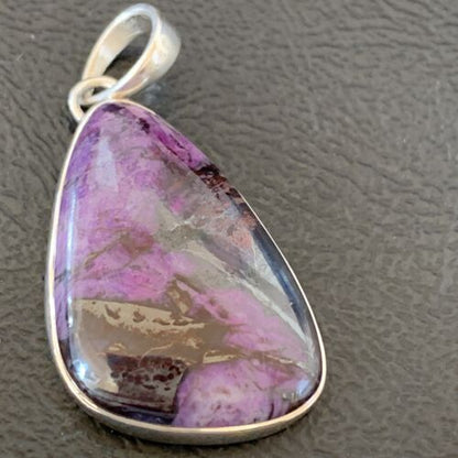 Navajo Pearls Purple Sugilite Pendant | Sterling Silver | 1.50" | Authentic Native American Handmade | 10927