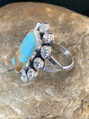 Native American Men's Sterling Silver Blue Turquoise #8 Ring | Sz 9.5 | 02169