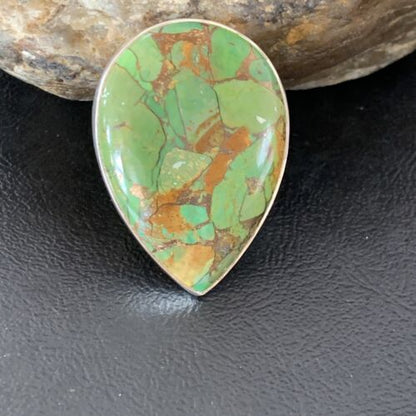 Navajo Green Mojave Turquoise Ring | Sterling Silver | Sz 8 | Authentic Native American Handmade | 11750