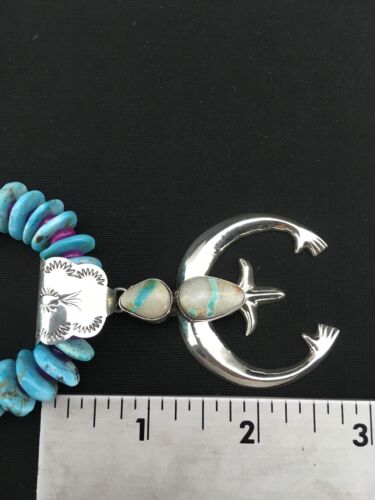Navajo Boulder Turquoise Pendant with Sugilite Naja | Sterling Silver | 24" Necklace | Authentic Native American Handmade | 1350