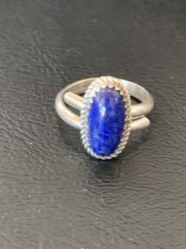 Women's Adjustable Navajo Lapis Lazuli Ring | Sterling Silver | Sz 7.5 | Authentic Native American Handmade | 12451