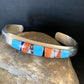 Navajo White Buffalo Turquoise Spiny Opal Inlay Bracelet | Sterling Silver | Authentic Native American Handmade | 12239