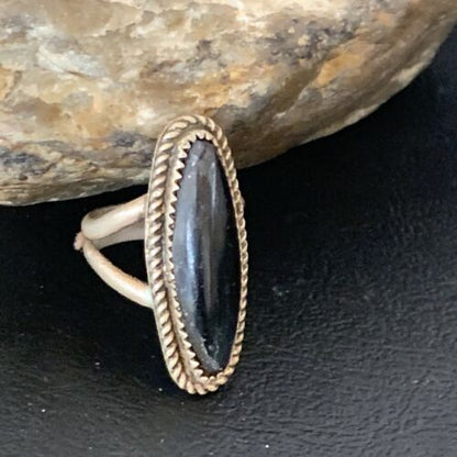 Navajo Black Onyx Ring | Sterling Silver | Sz 6 | Authentic Native American Handmade | 11954