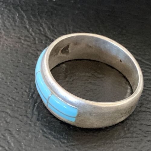 Navajo Blue Turquoise Inlay Band Ring | Sz 6 | Authentic Native American Handmade | 12394