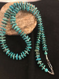 Santo Domingo Kingman Turquoise Necklace | Sterling Silver | 21" | Authentic Native American Handmade | 3996