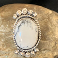 Native American White Buffalo Turquoise Ring | Navajo Sterling Silver | Sz 7.5 | 13353