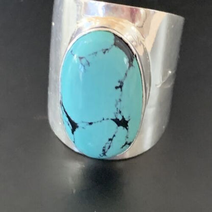 Navajo Blue Turquoise Ring | Sterling Silver | Sz 10 | Authentic Native American Handmade | 14231