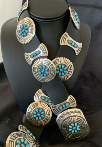 Men's Handmade Hopi Turquoise Concho Belt Buckle | Sterling Silver | 48" | 12292