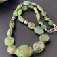 Navajo Sterling Silver Graduated Green Nugget Turquoise Necklace | Authentic Native American | 21" | 10725