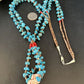 Santo Domingo Shell Turquoise Bead Pendant Jacla Necklace | 2 Strand | Pearls | Native American Handmade | 14633