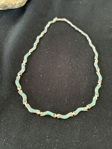 Sterling Silver Necklace with Spiderweb Turquoise & Opal Inlay Pendant | 16" | 01427