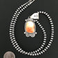 Navajo Orange Spiny Oyster Pendant Necklace | Sterling Silver | Authentic Native American Handmade | 4907