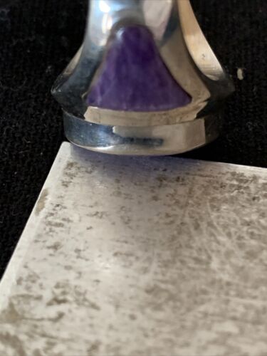 Navajo Purple Charoite Inlay Ring | Sterling Silver | Sz 8.5 | Authentic Native American Handmade | 01452