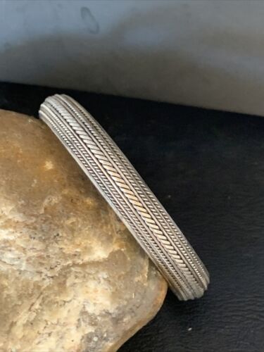 Navajo Stamped Cuff Bracelet | Old Pawn Sterling Silver | Authentic Native American Handmade | 14191