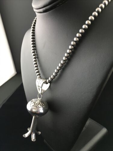Navajo Sterling Silver Necklace | Large Naja Pendant 4" | Authentic Native American Handmade | 1673 - Masha USA