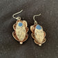 Navajo Azurite Quartz Dangle Earrings | Sterling Silver | Authentic Native American Handmade | 1249