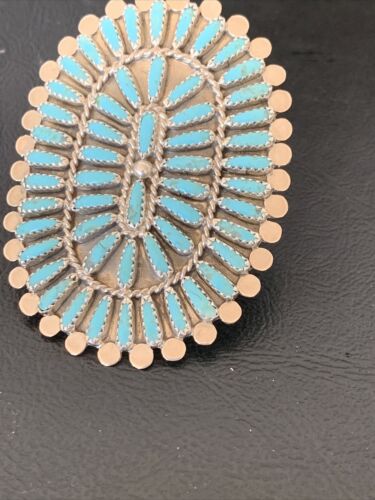 Navajo Zuni Turquoise Multi-Stone Needle Point Ring | Authentic Native American Sterling Silver | Sz 8.5 | 11562
