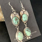 Navajo Green Spiderweb Turquoise Dangle Earrings | Sterling Silver | Authentic Native American Handmade | 13553