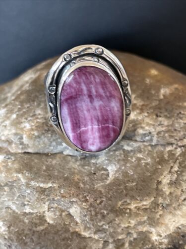 Navajo Turquoise Purple Spiny Oyster Ring | Sterling Silver | Sz 9 | Authentic Native American Handmade | 10297