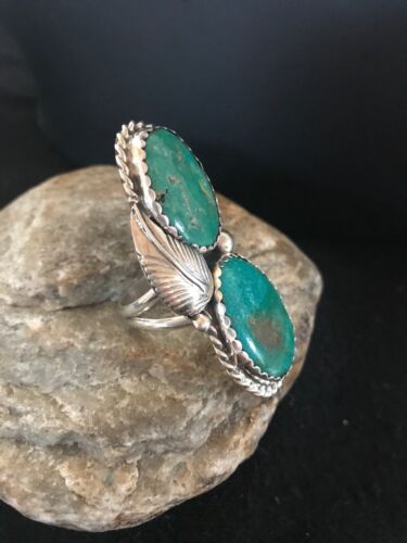 Navajo Apache Turquoise Ring | Authentic Native American Sterling Silver | Multi-Stone | Sz 7 | 2891