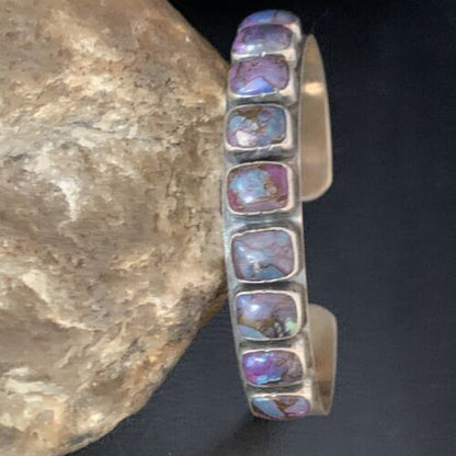 Navajo Purple Sugilite Row Cuff Bracelet | Sterling Silver | Authentic Native American Handmade | 14211