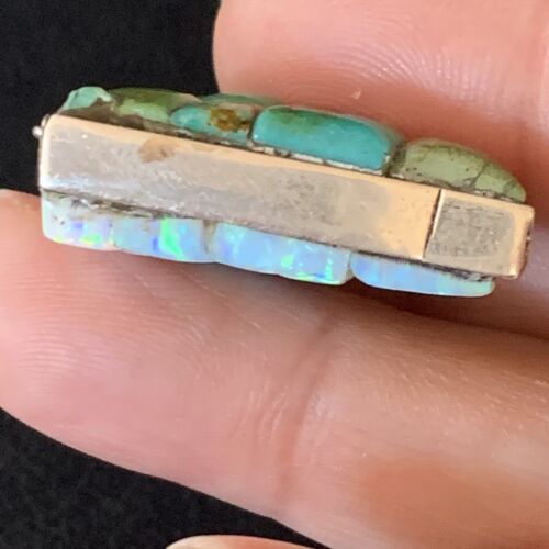 Navajo Turquoise Spiny Opal Multi-Color Inlay Pendant | Sterling Silver | Authentic Native American Handmade | 13723